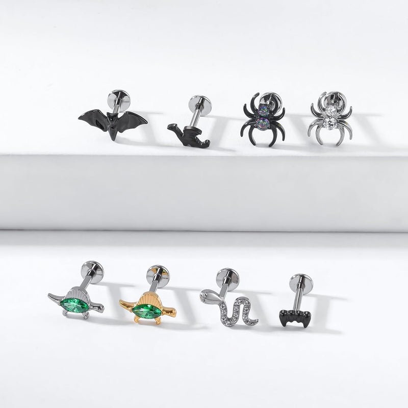 TOMIDES 1pcs G23 Titanium Flat Back Earrings Studs 16g F136 Implant Grade Titanium Labrets Press Fit Threadless Push In Dainty Cartilage Helix Conch Lobe Lip Tragus Piercing Jewelry - Image 4